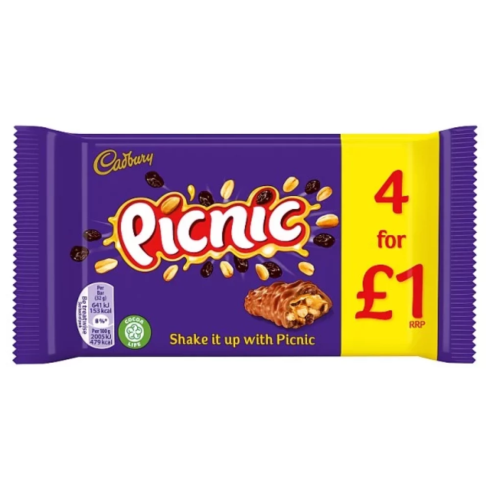 Cadbury Picnic Chocolate Bar 4 Pack
