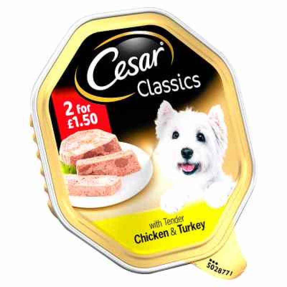 Cesar Classics Wet Dog Food Tray with Tender Chicken & Turkey in Loaf 150g