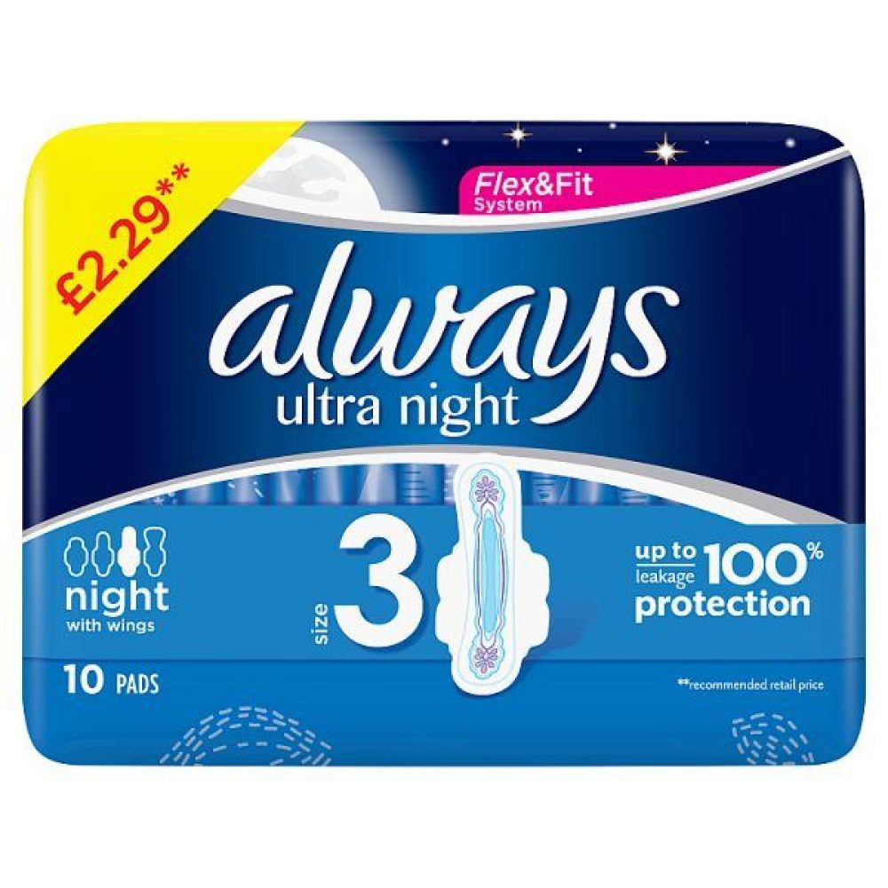 Always Ultra Night (Size 3) Sanitary Towels Wings