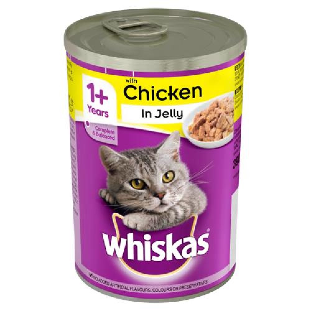 Whiskas 1+ Wet Cat Food Tin with Chicken in Jelly 390g