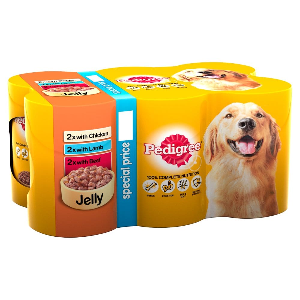 Pedigree Wet Dog Food Tins Mixed Variety Selection in Jelly 6 x 385g PM