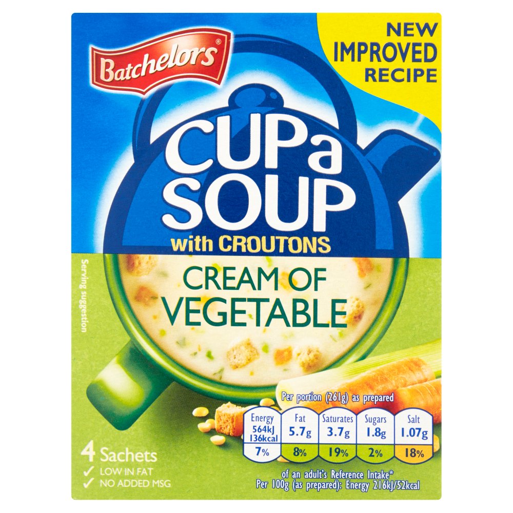 Batchelors Cup a Soup Cream of Vegetable with Croutons 4 Pack 122g