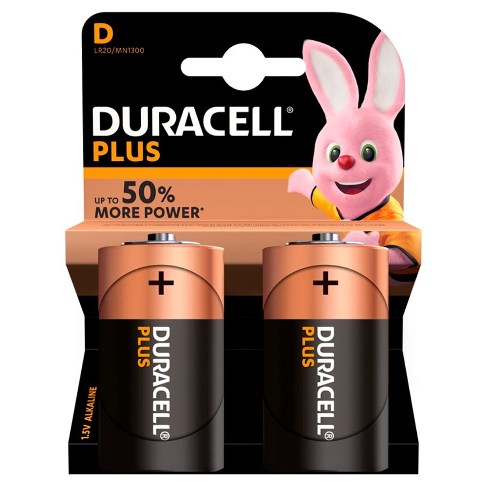 Duracell Plus Power D Alkaline Batteries 2 counts
