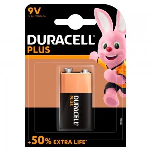 Duracell Plus Type 9V Alkaline Battery, Pack of 1