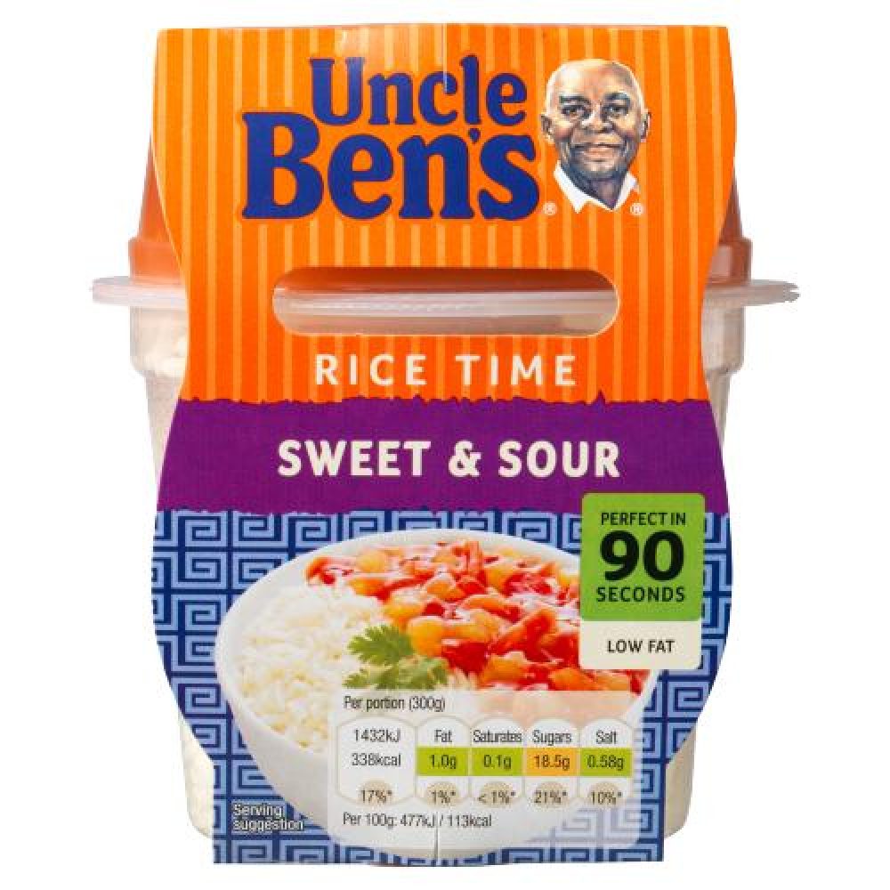 Uncle Bens Rice Time Sweet and Sour Microwave Ready Meal Pot 300g