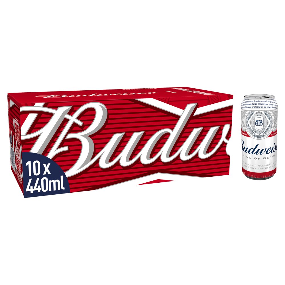 Budweiser Lager Beer Cans 10 x 440ml