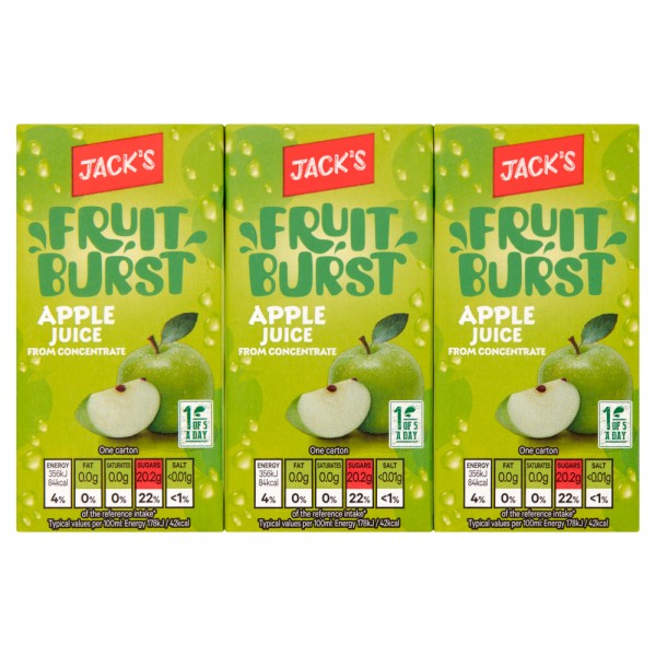 Jack's Fruit Burst Apple Juice from Concentrate 3 x 200ml