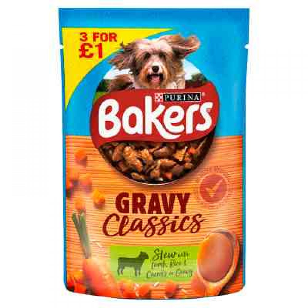 BAKERS Gravy Classics Lamb Wet Dog Pouch 3X100g 3 for £1