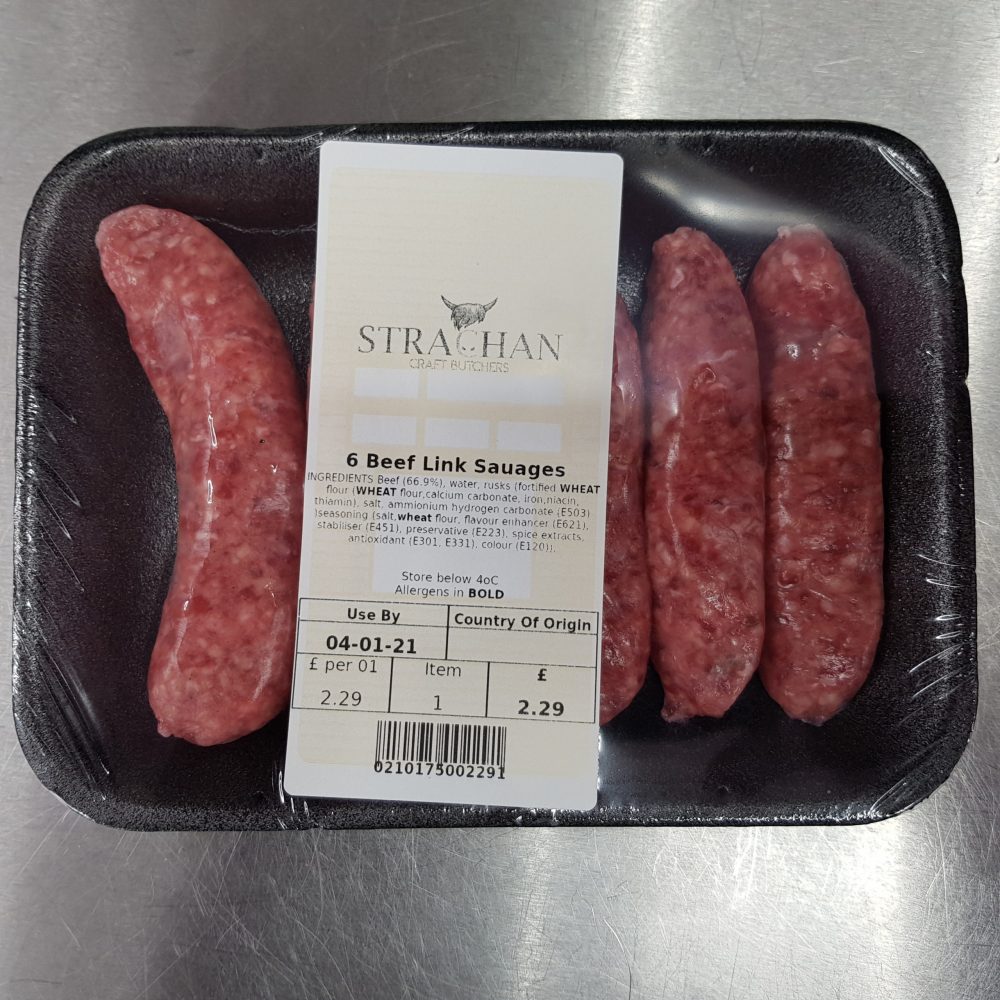 Strachans 6 Beef Link Sausages