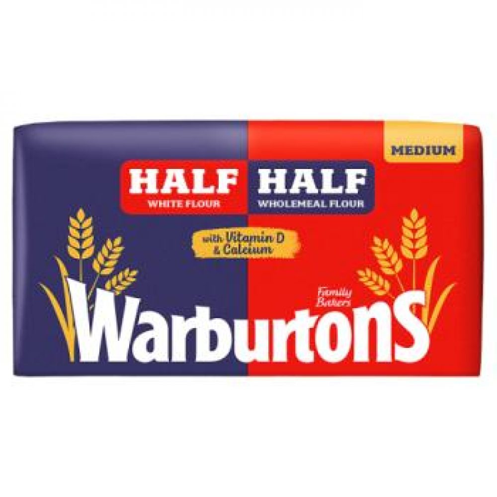 Warburtons Half And Half Medium Bread 800g (Blue/Red)