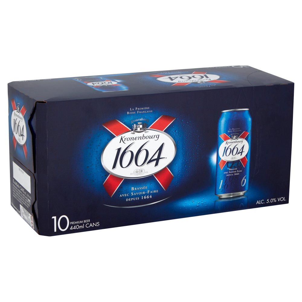 Kronenbourg 1664 Lager Beer 10 x 440ml Cans