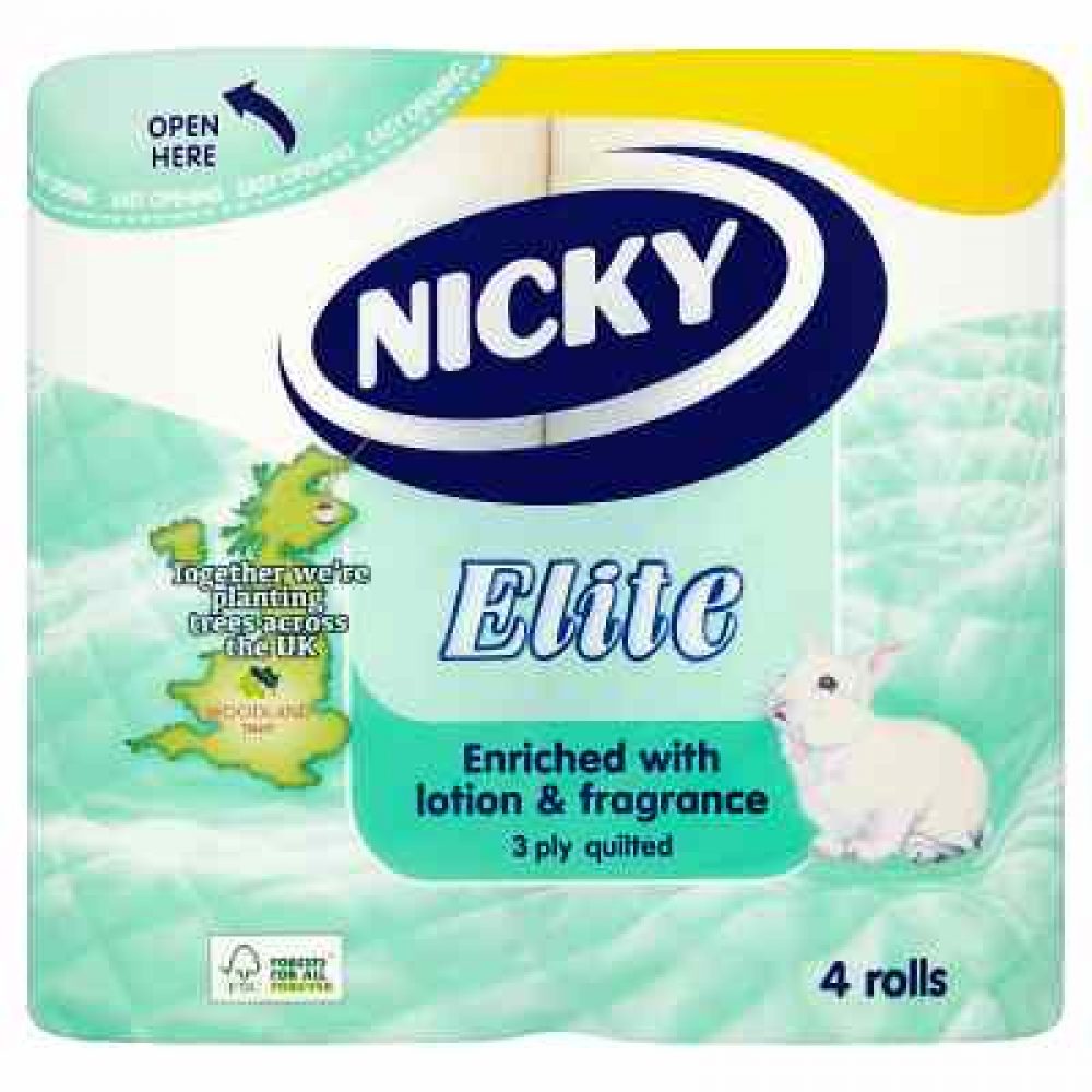 Nicky Quilted Elite Toilet Tissue 4 Rolls 3Ply (lotion & Fragrance)