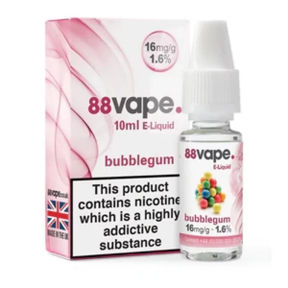 88 Vape E-Liquid Bubblegum 16Mg – 10Ml