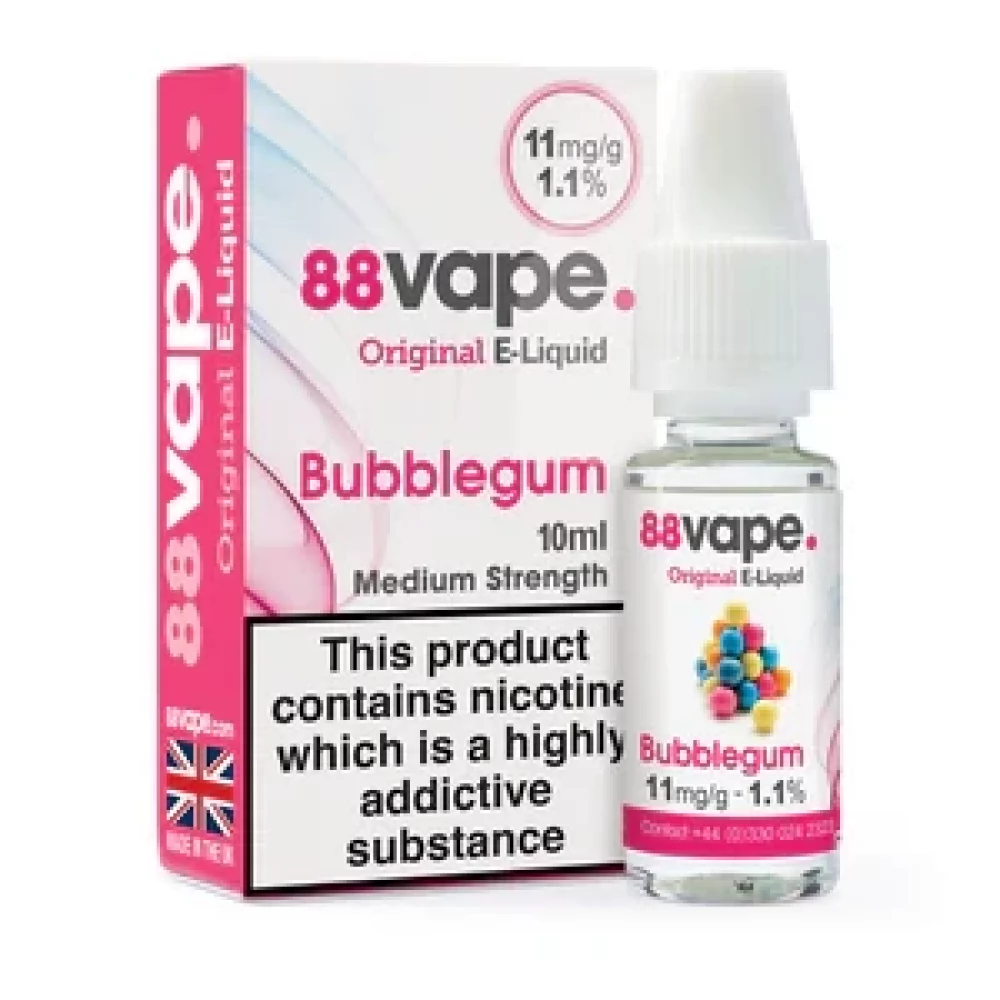 88 Vape E-Liquid Bubblegum 11Mg – 10Ml