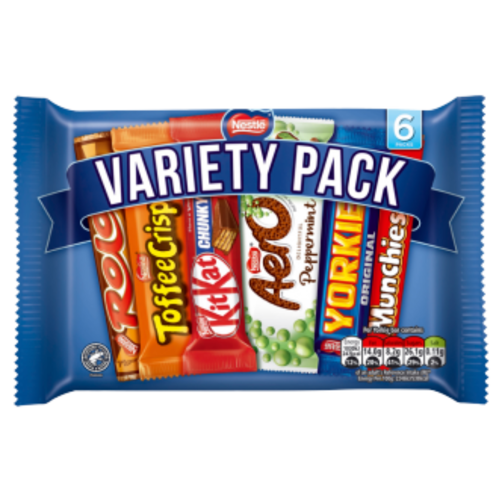 Nestle Variety 6 Pack Chocolate Bars 264g