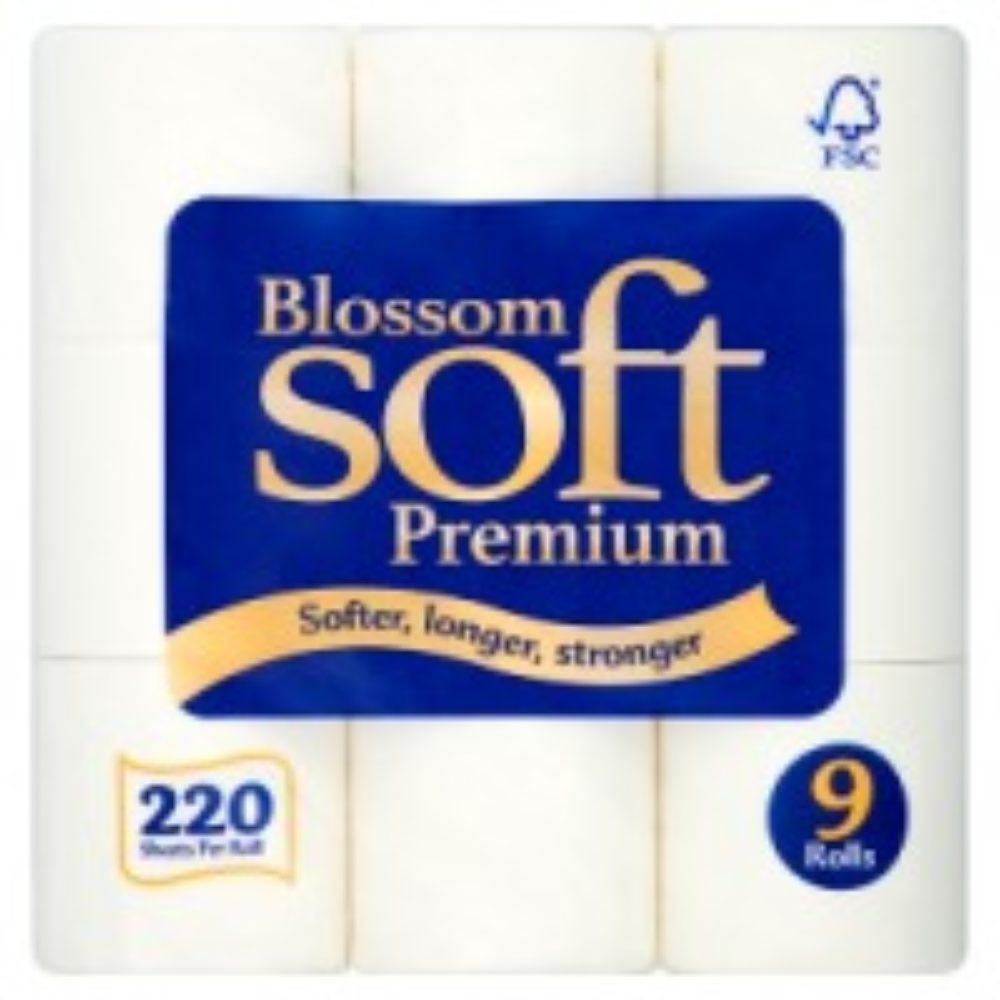 Blossomsoft Luxury Soft Toilet Tissue 9 Rolls