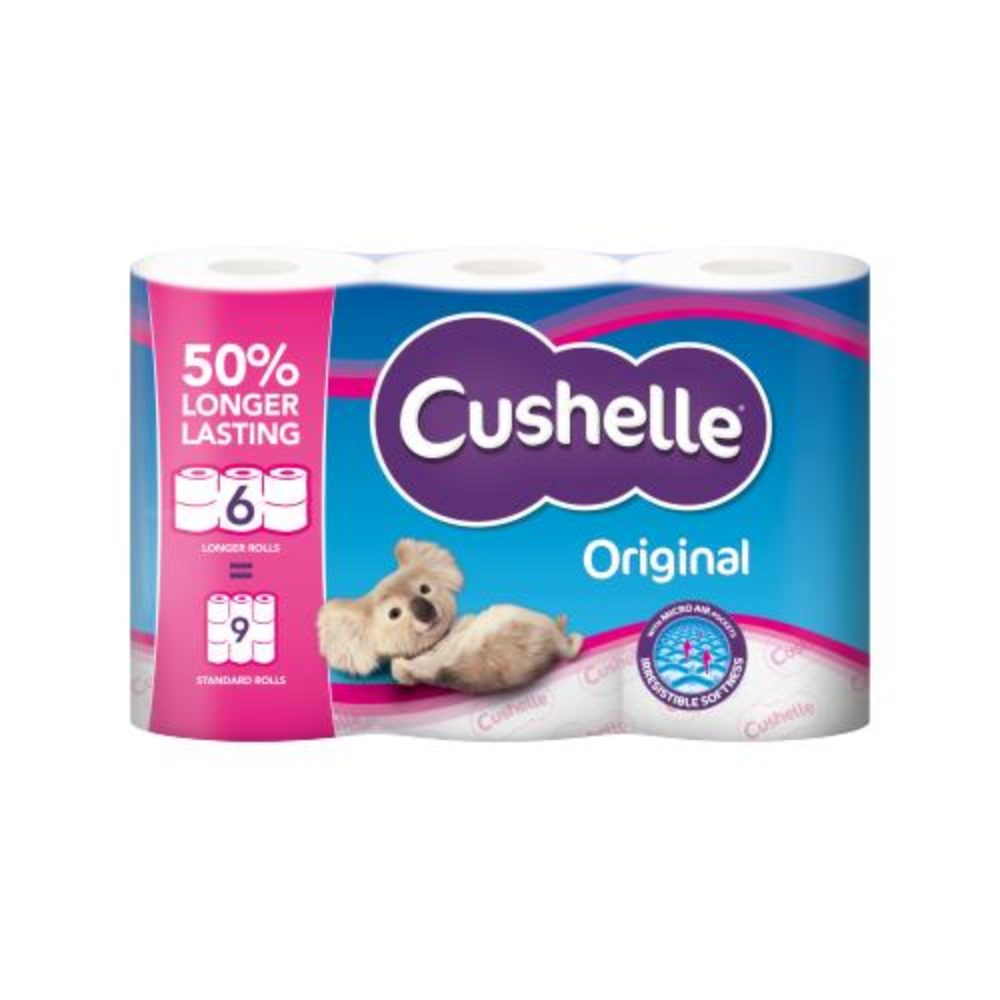 Cushelle Original Toilet Tissue 6 Longer Rolls